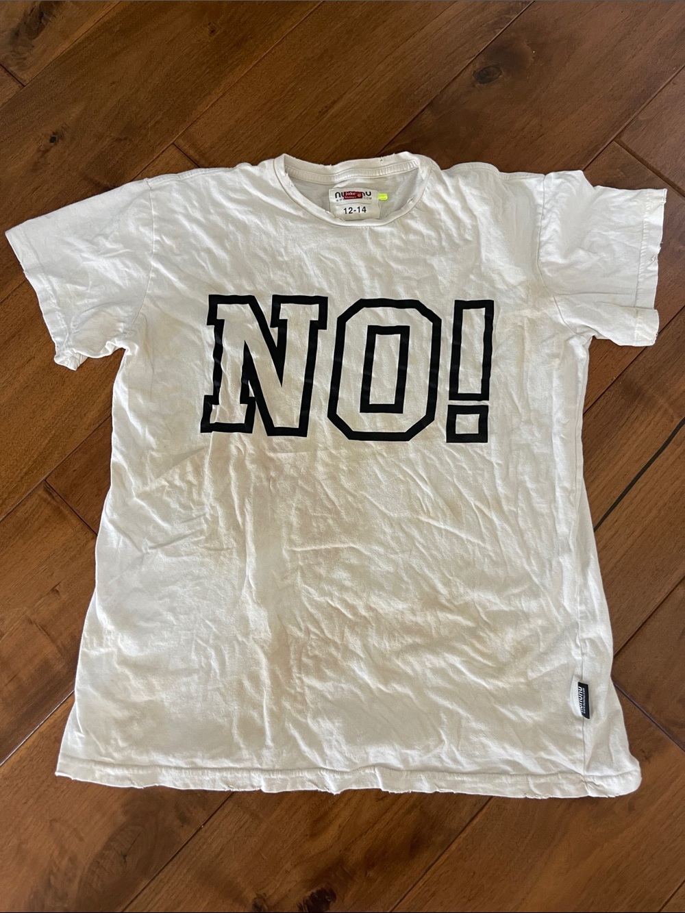 nununu White Tee with Black "NO!" Graphic